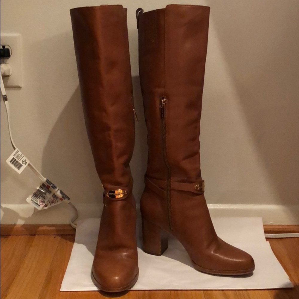 Michael Kors Camel Knee High Leather Boots